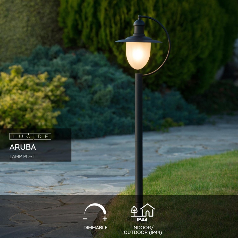 Lucide ARUBA - Stĺpik svietidla Outdoor - 1xE27 - IP44 - Čierny